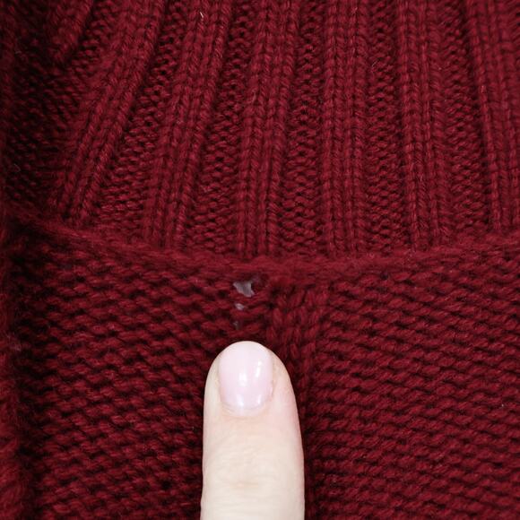 Loro Piana 100% Baby Cashmere Chunky Knit Bordeaux Red Cardigan Size 46 Flawed - Picture 8 of 12